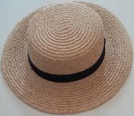 Beige Straw Boater Hat