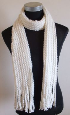 White Knitted Wool Scarf